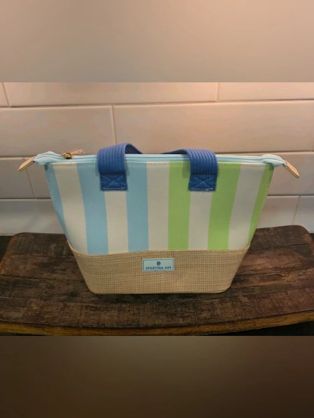Spartina Out To Lunch Insulated Multicolor Stripe Bag With Zip Closure